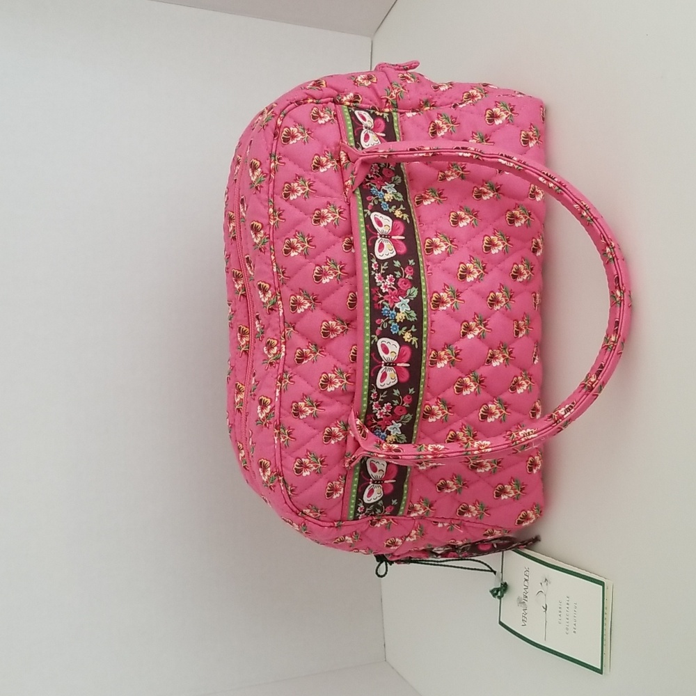 Vera Bradley Vintage 2003 Pink Pansy Toastie Bowler Purse Handbag Bag Floral